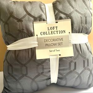 Embroidered gray pillows, a set of two. BRAND NEW